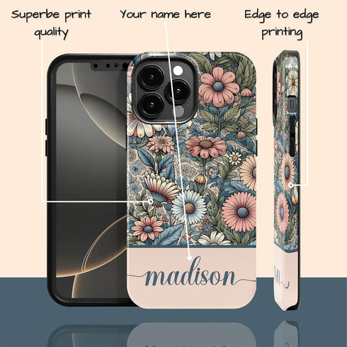 Custom Name Botanical Wildflowers Meadows iPhone Case